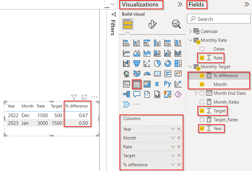 Power BI Calculate the Percentage difference between Two Columns