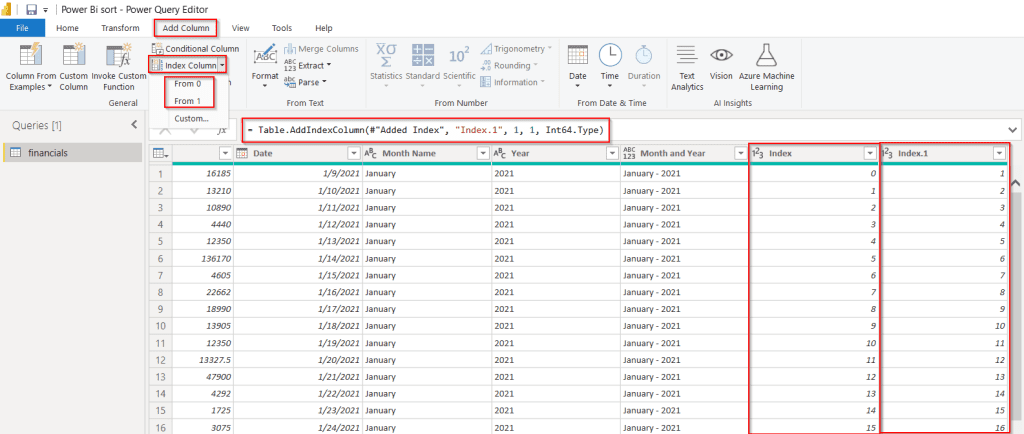 Power BI calculates the percentage difference between two rows