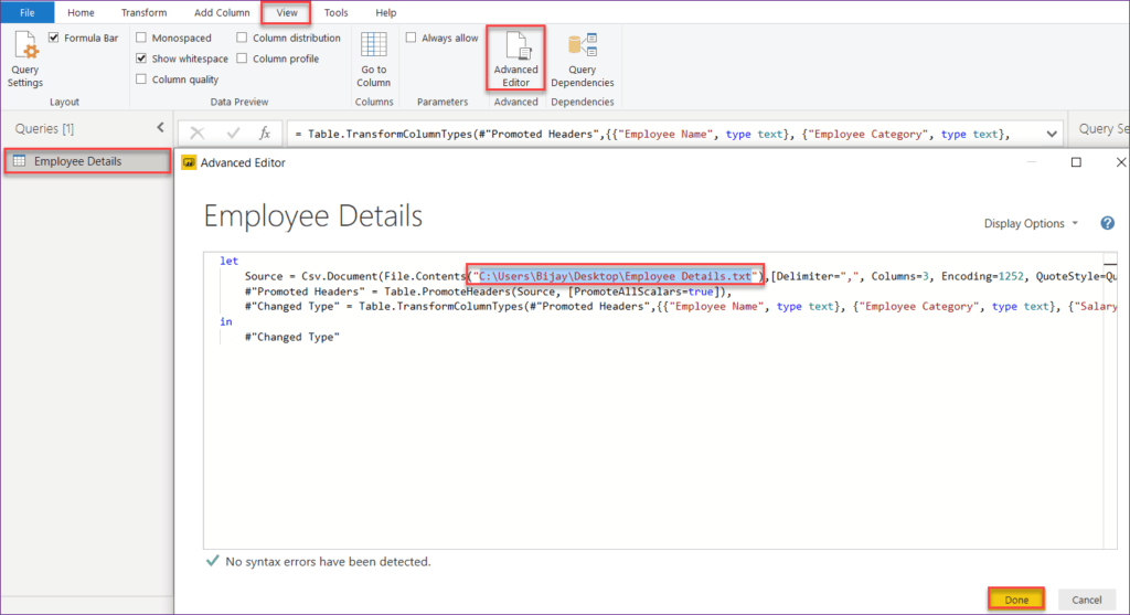 power bi change data source type