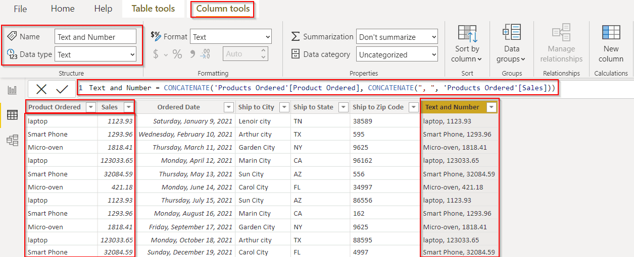 Concatenate Text and Number in Power BI