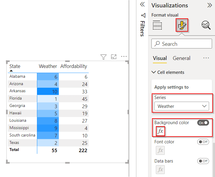 Power BI conditional formatting based on multiple field value