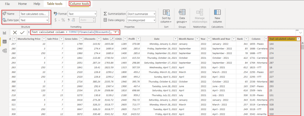 Power BI convert number to text format