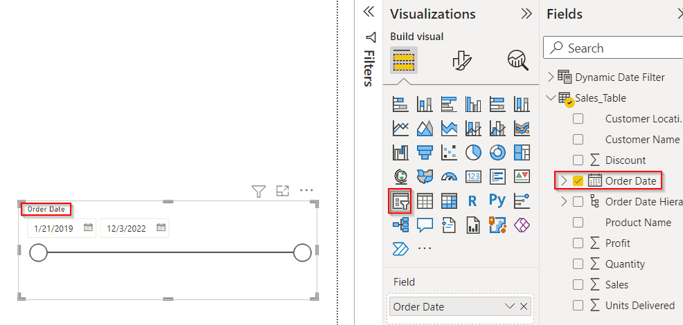 Power bi date slicer date range