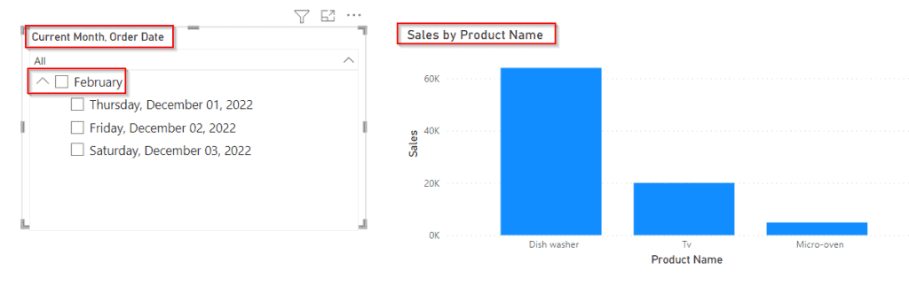 Power BI date slicer default to the current month example