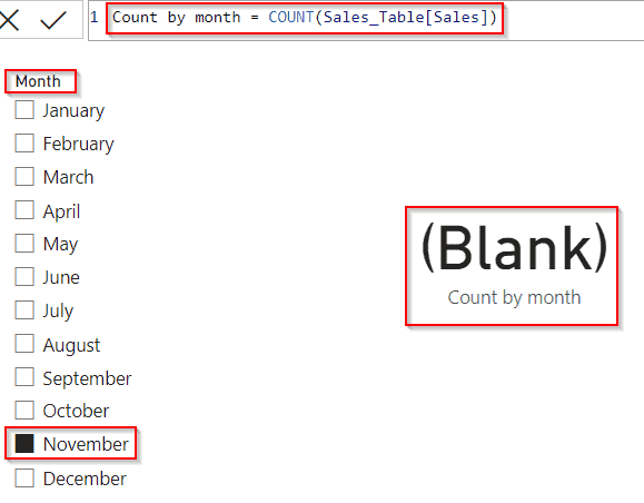 Power BI DAX count by month example