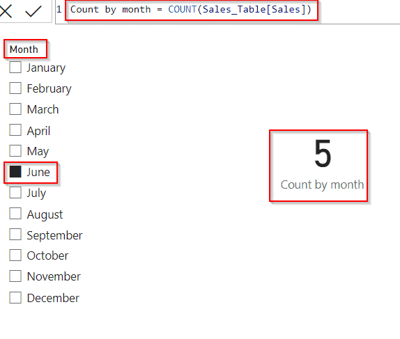 Power BI DAX count by month