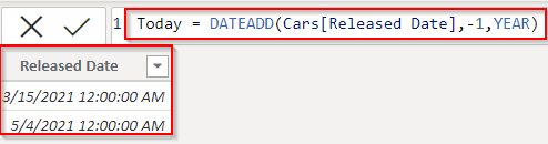 Power BI DAX date add today example