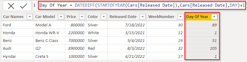 Power Bi Dax day of the year