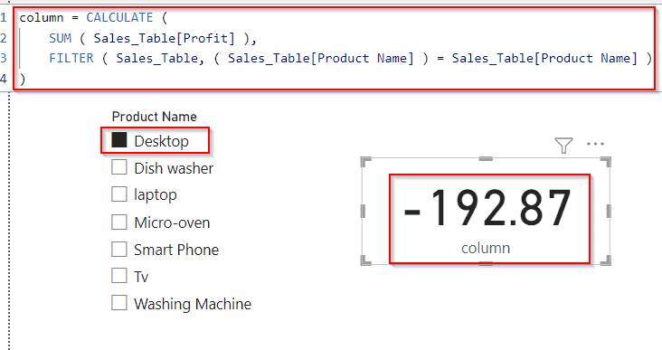 Power BI DAX filter by column