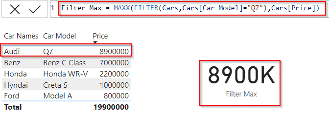 Power bi Dax filter max value