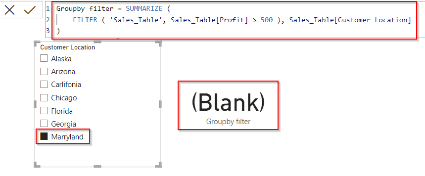 Power BI DAX groupby filter example