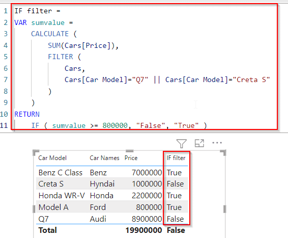 Power BI DAX if statement with filter