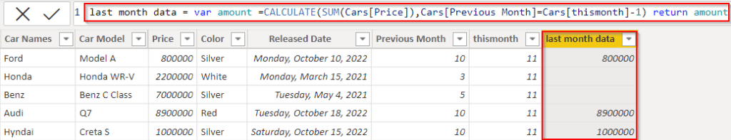 Power BI DAX last calendar month example