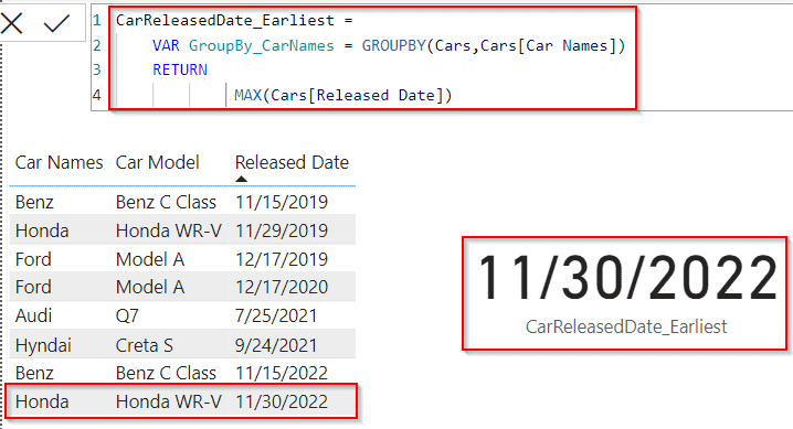 Power BI DAX max date group by