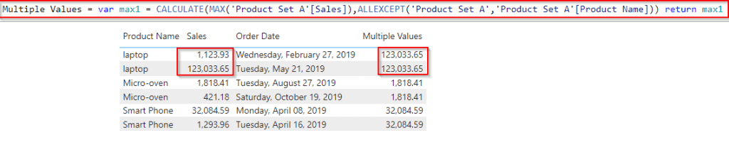 Power bi Dax max filter for multiple values