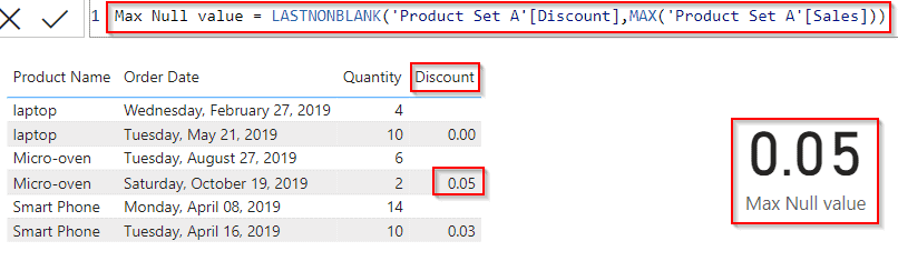 Power bi Dax max filter null values