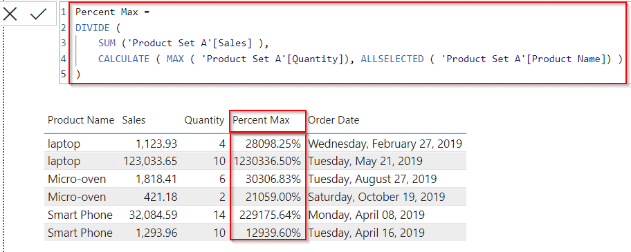 Power bi Dax max filter percentage