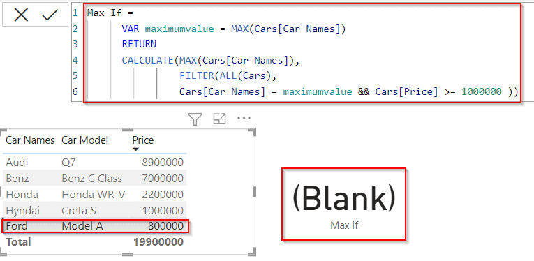 Power bi Dax max if example