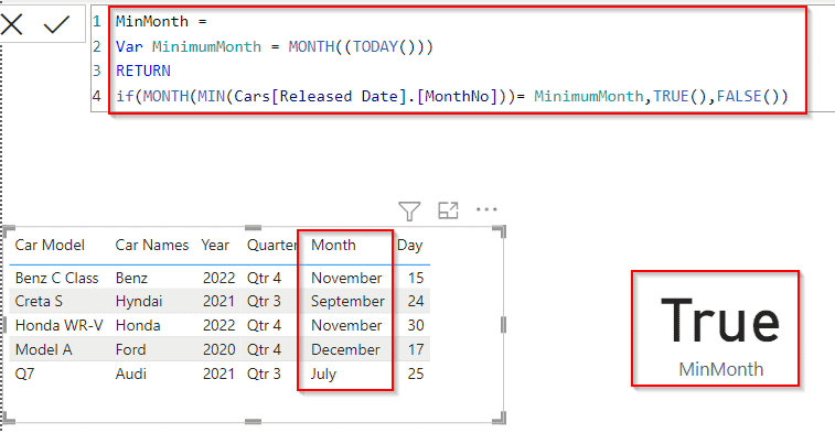 Power BI DAX min month