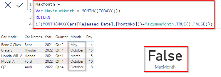 Power BI DAX max month