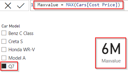 Power BI DAX max selected value