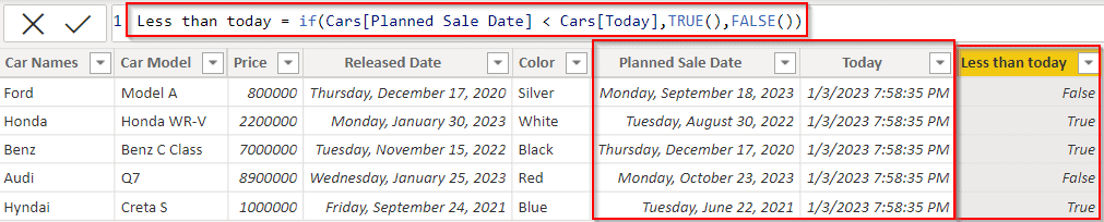 Power BI DAX min date less than today