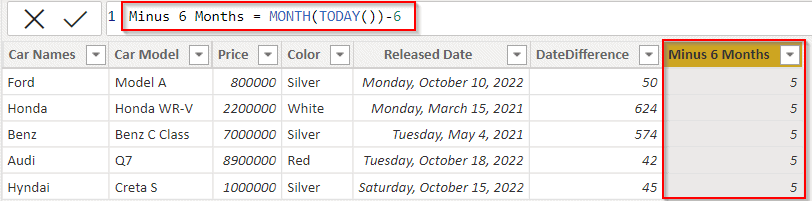 Power bi Dax minus 6 months