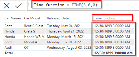 Power BI DAX time function