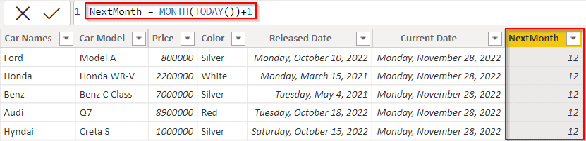 Power bi Dax Today plus 1 month