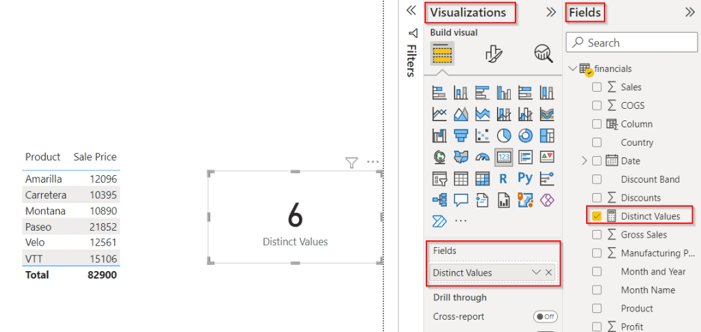 Power BI distinct count with filter example