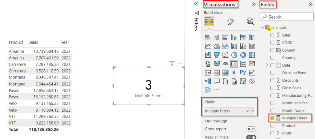 Power bi distinct count with filter multiple filters example