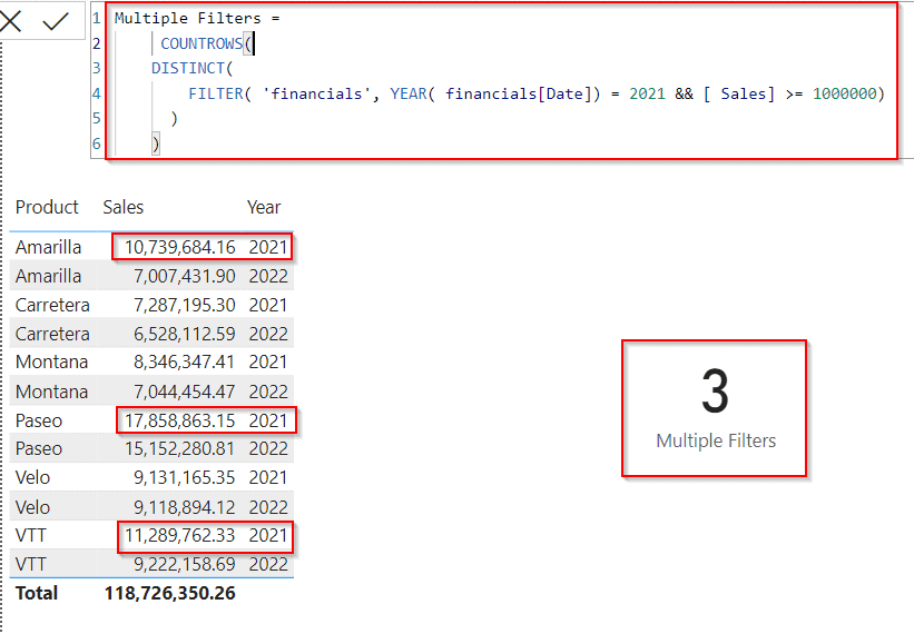 Power bi distinct count with filter multiple filters