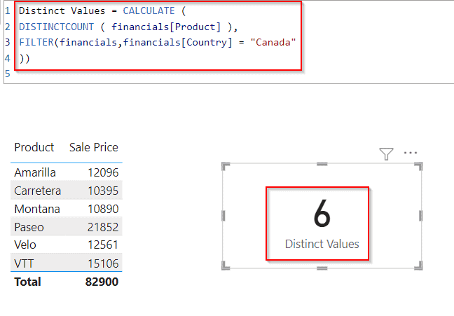 Power BI distinct count with filter