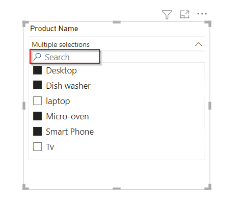 Power Bi dropdown slicer with search example