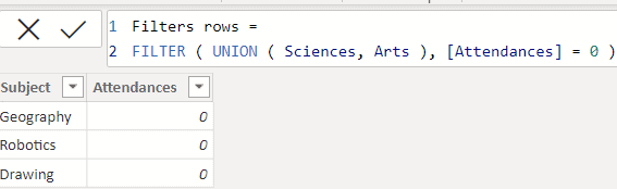 Power BI filter rows based on the condition DAX example