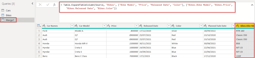 Power BI Merge Two Tables together