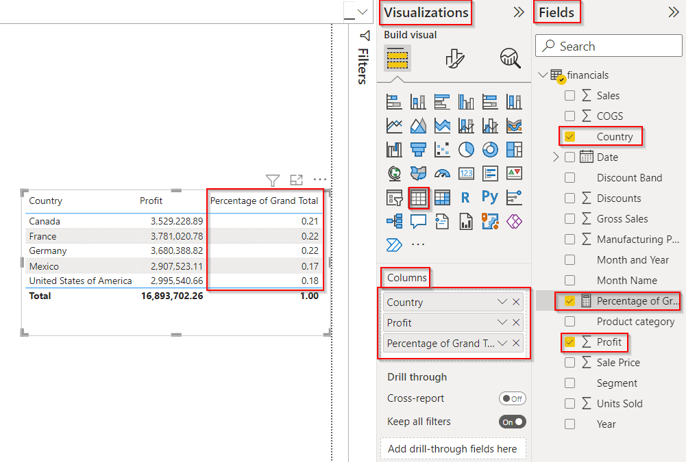 Power BI percent of grand total by month