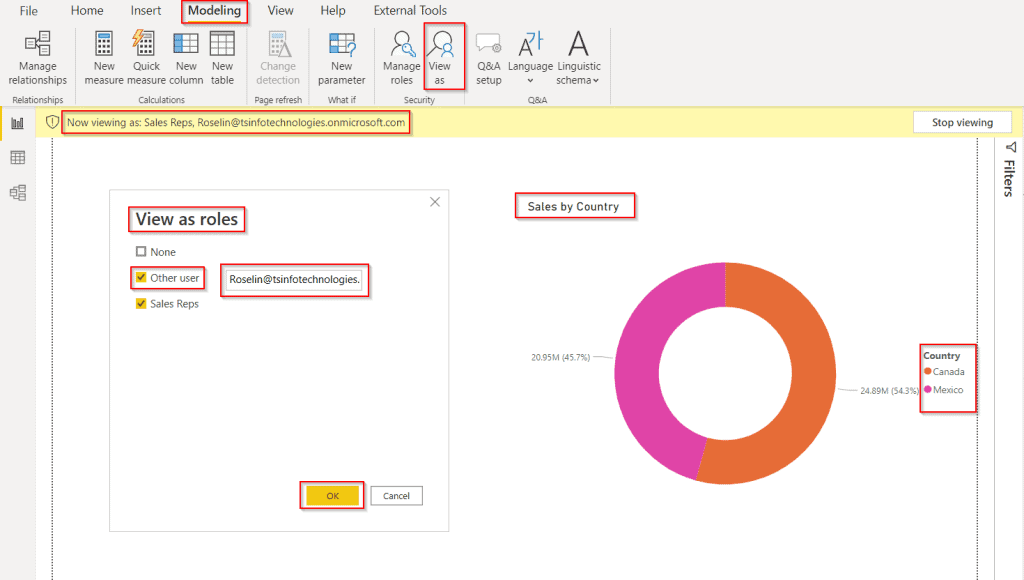 Power BI Row level Security based on email