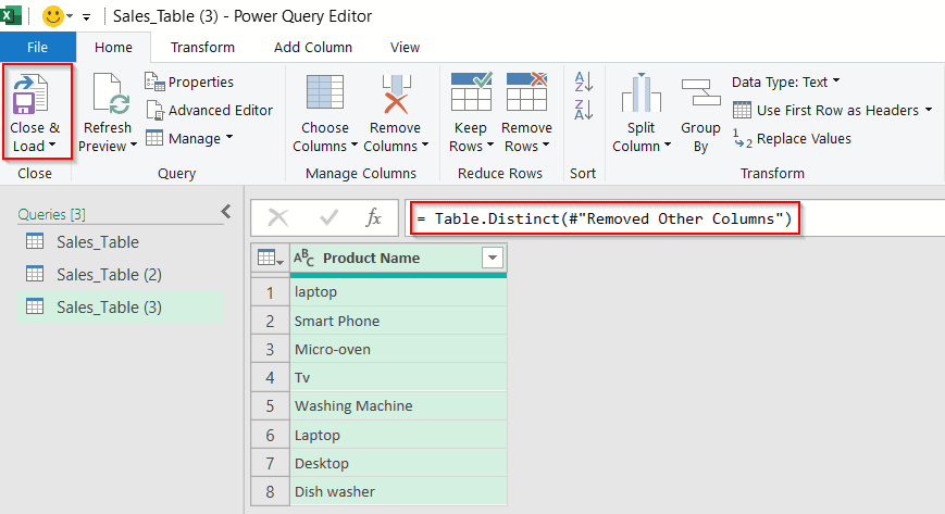 Power Query add a column with dropdown list example