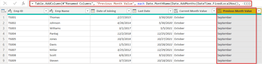 Power query add a column with the previous month example Power query add a column with the previous month example