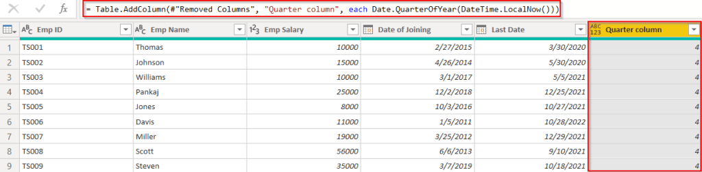 Power query add a Quarter column example Power query add a Quarter column example