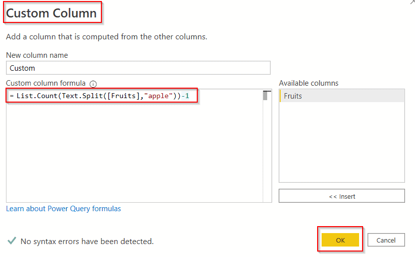 Power query add column count if example