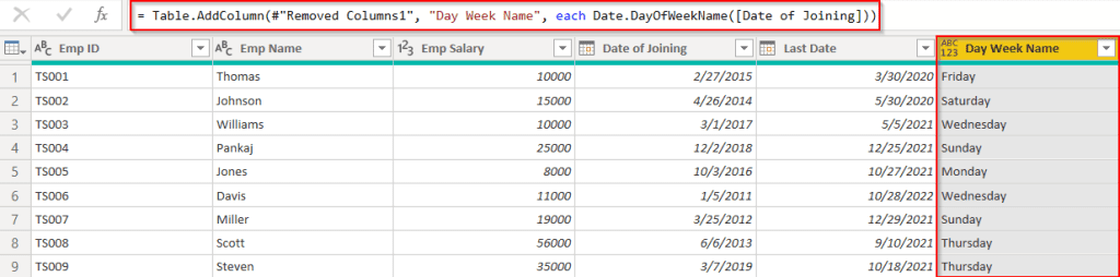 Power query add column day of week example Power query add column day of week example
