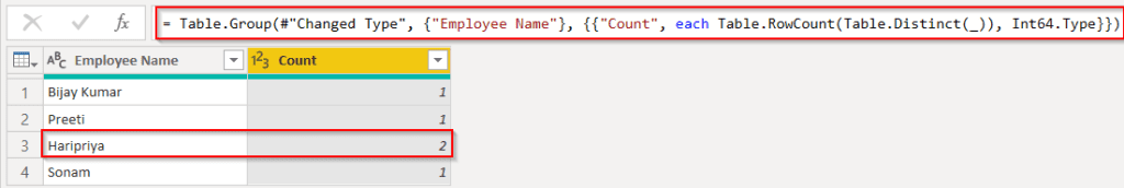 Power query add column distinct count example