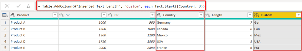 Power query add column left function example