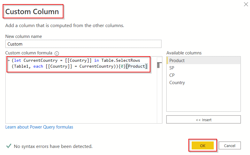 Power query add column lookup value from an another table