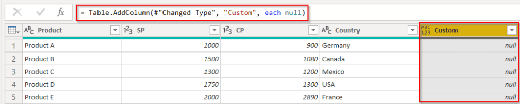 Power query add column null example