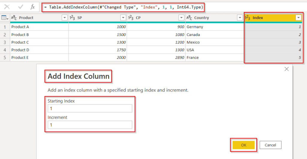 Power query add column range