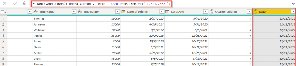 Power query add column with a specific date example Power query add column with a specific date example