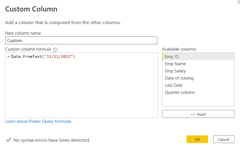 Power query add column with a specific date Power query add column with a specific date